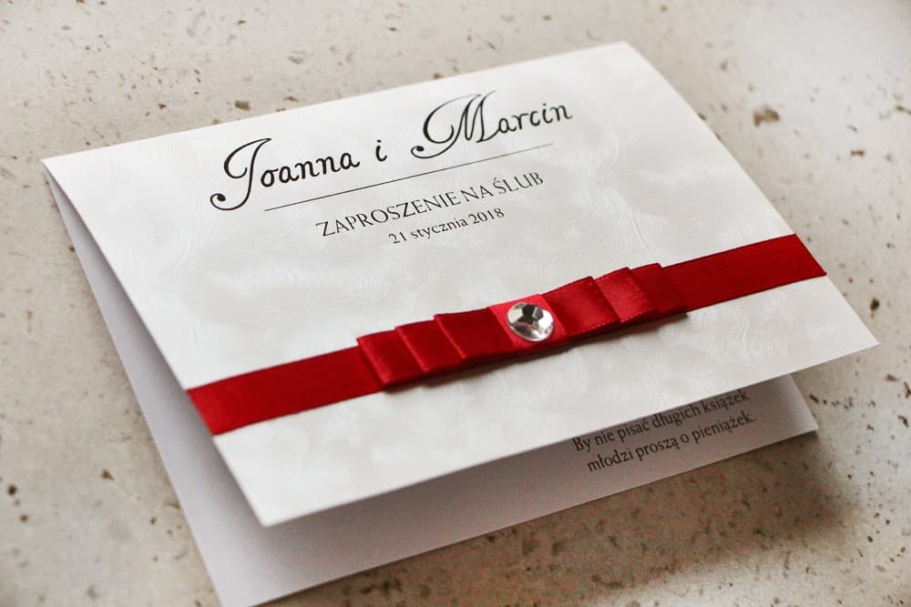 Klassische Hochzeitseinladungen Glamour mit Schleife – Amaretto Nr. 2 - 3