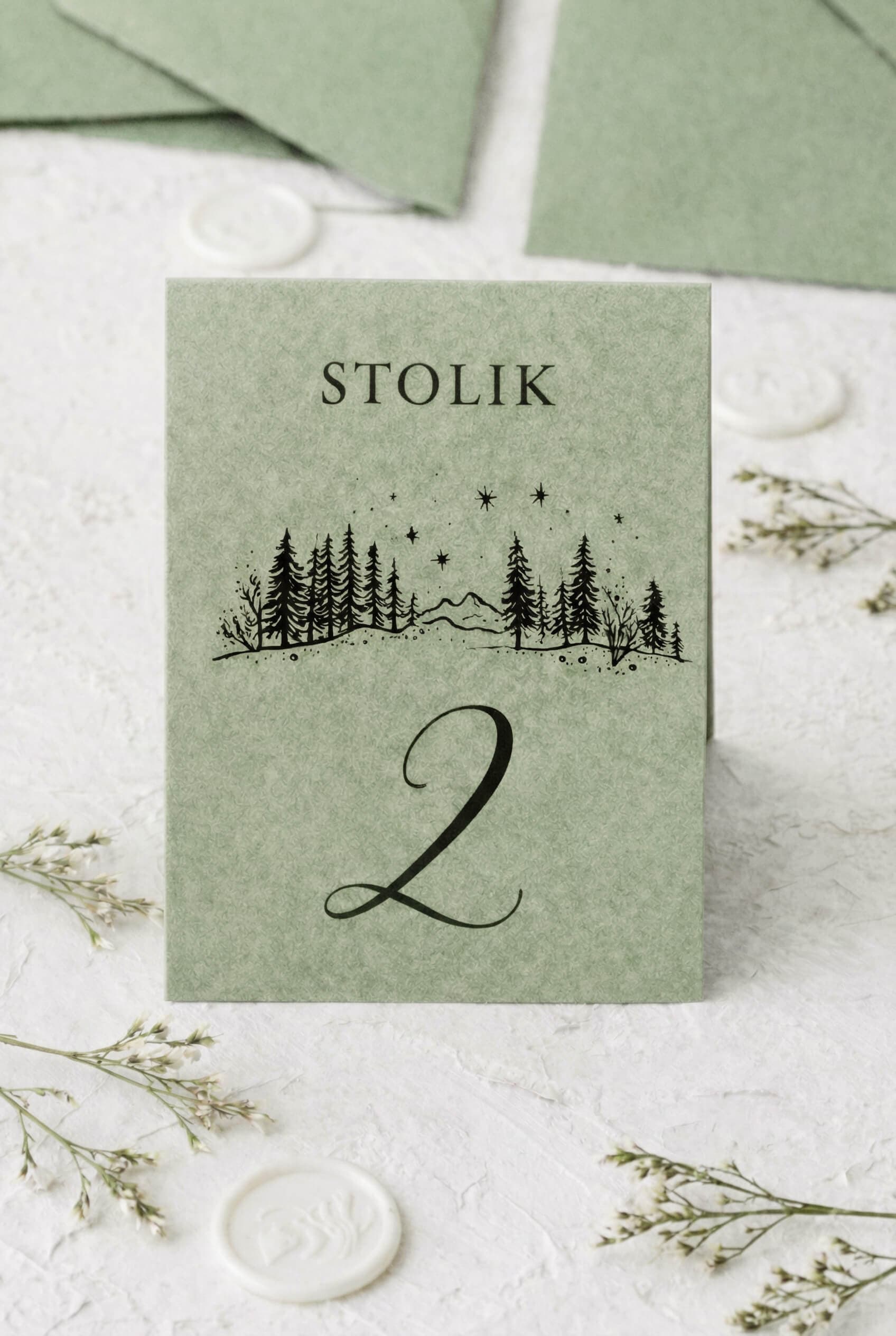 Kraft Table Numbers No. 12 – Rustic Style with Forest Graphics