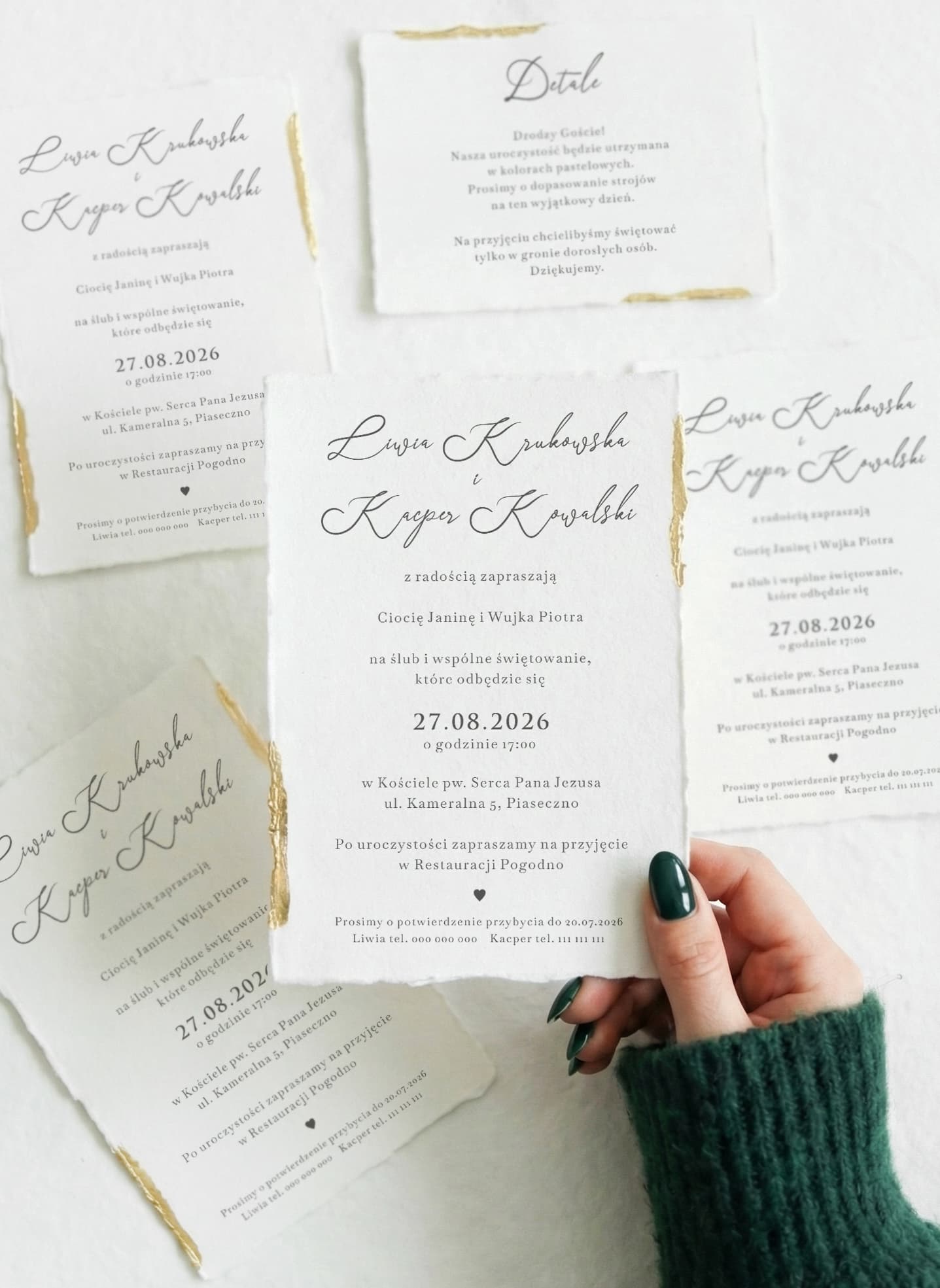 Hochzeitseinladungen Goldene Ränder Nr. 1 – Minimalistischer Stil mit Büttenrand