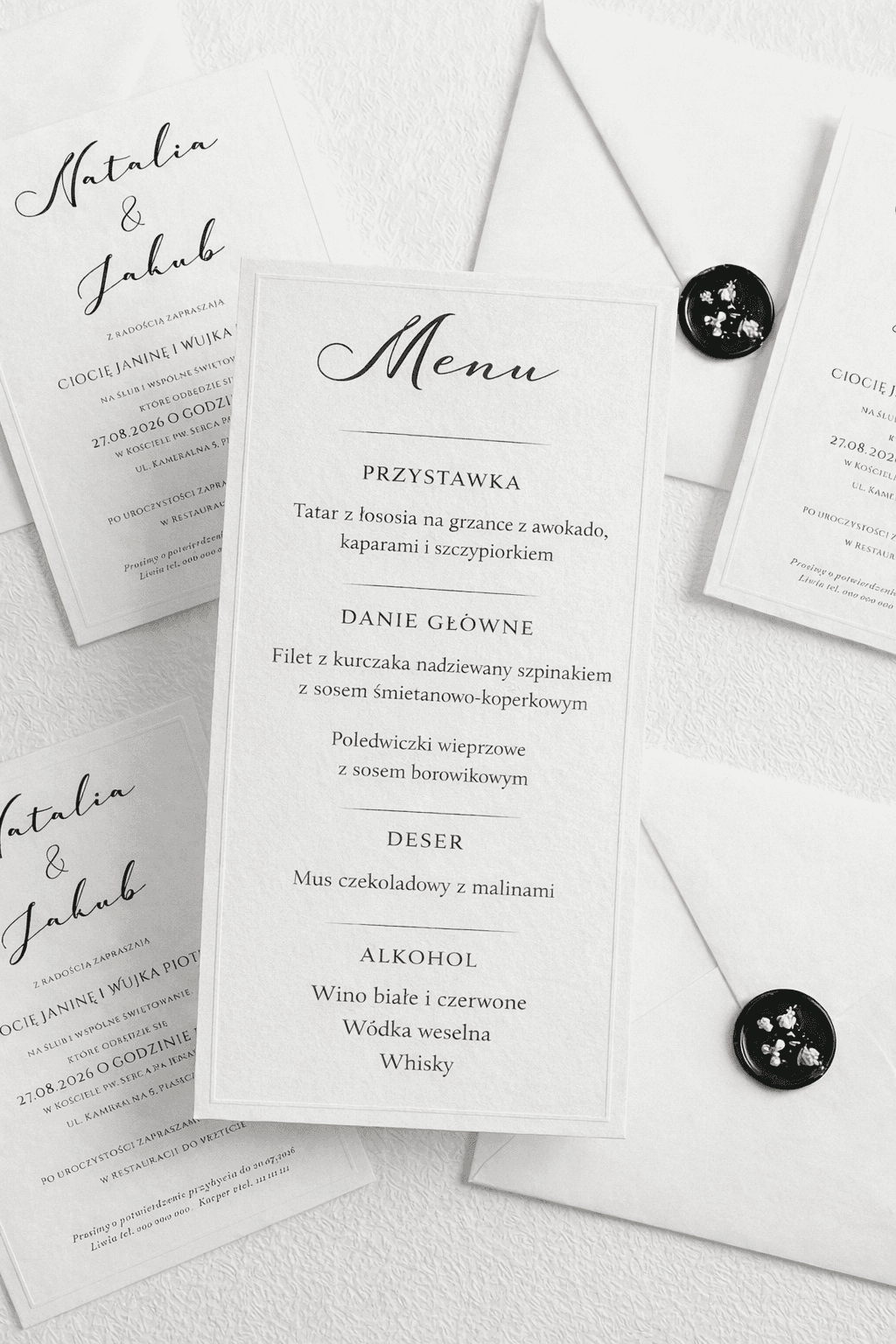 Menu Nuziale Minimalista – Glare nr 1 con Cornice in Rilievo