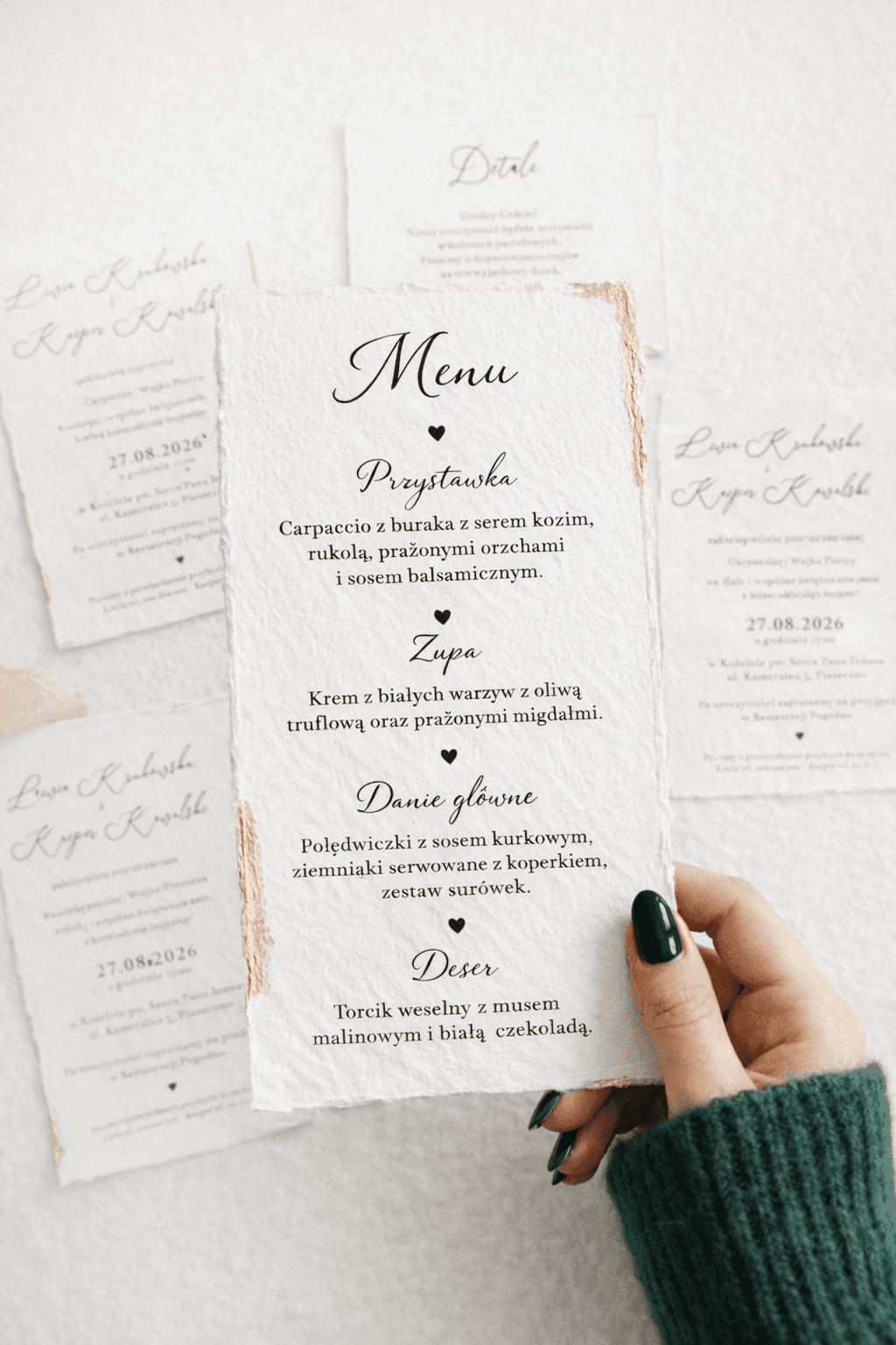 Menu Ślubne Glamour – Złote Brzegi nr 1 z Rwanym Brzegiem i Złoceniem