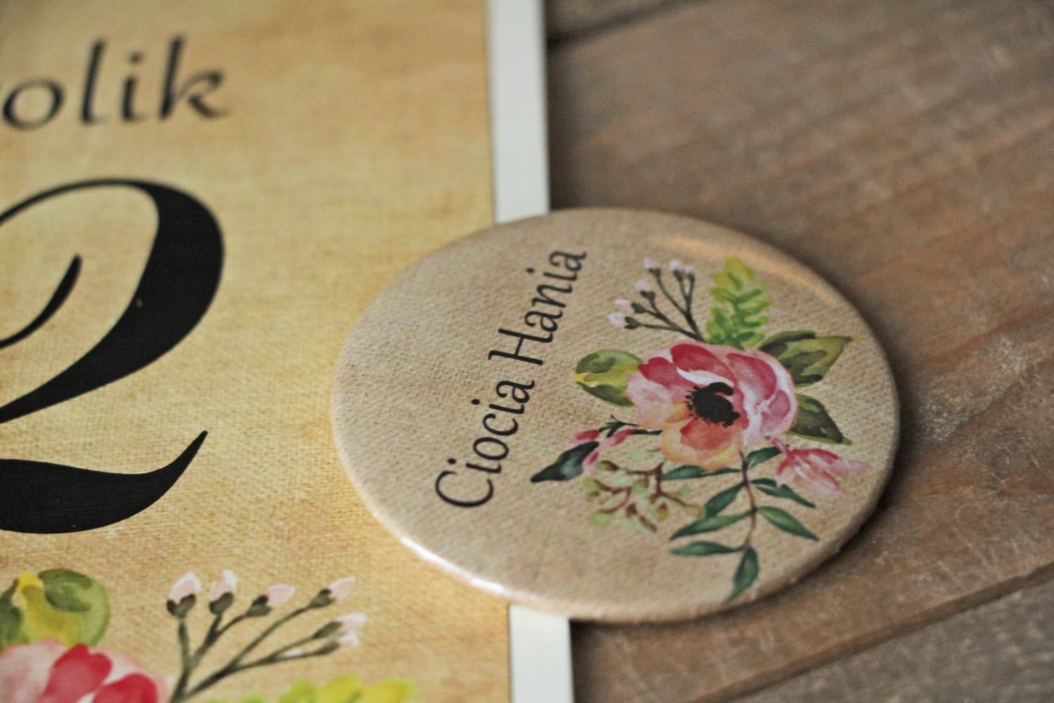 Badge invité mariage rustique boho Badges de mariage pour invités style rustique avec fleurs boho, couleur rose clair - Caramel N° 2