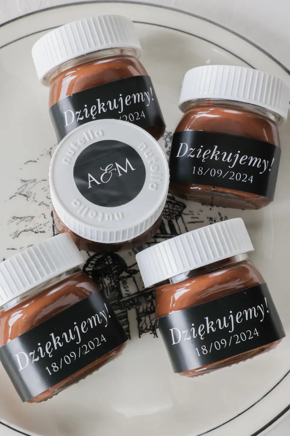 Barattolini Nutella con Etichetta Personalizzata | Dolci Ringraziamenti per Ospiti Nuziali | Kraft n. 8