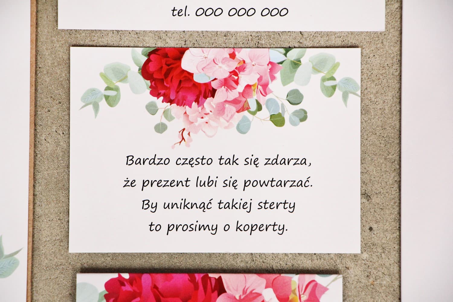 Kärtchen mit Pfingstrose und Eukalyptus, Informationsbeileger | Beileger für Hochzeitseinladungen | Sorento Nr. 14