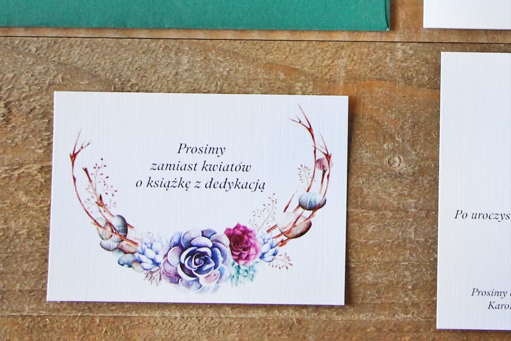 Bigliettini per Inviti Acquerelli Succulente, Inserti Informativi RSVP | Biglietti Matrimonio Richiesta Regalo | Acquerelli n. 1