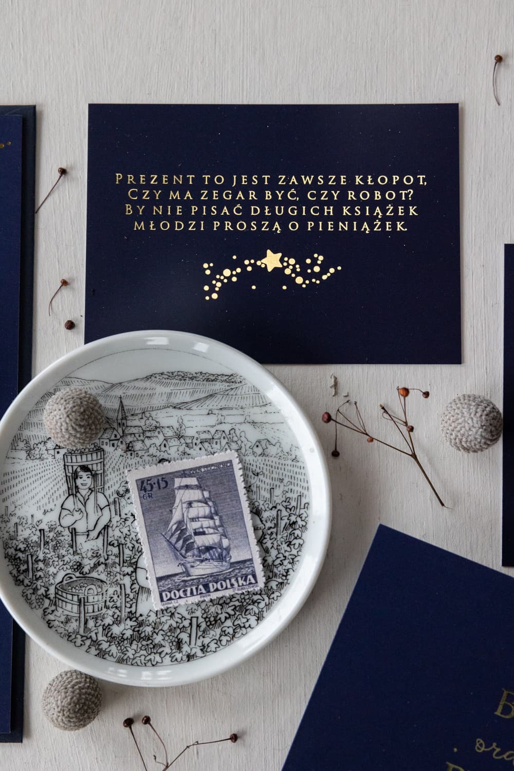 Bigliettino Dorato Blu Navy con Stelle | Inserto per Partecipazioni di Nozze Glamour | Simple n. 1