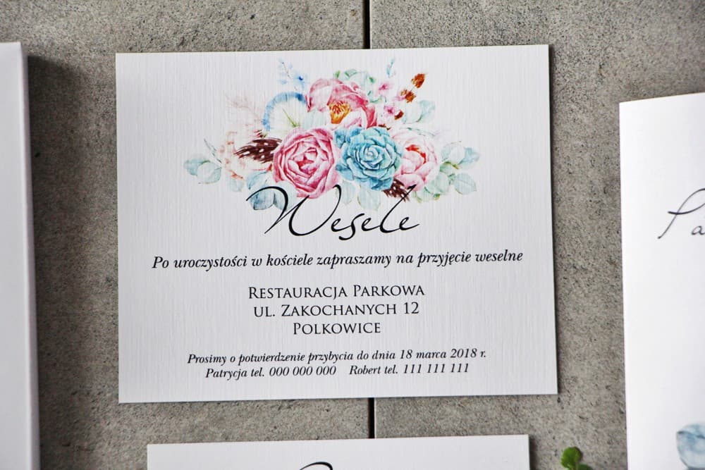 Biglietto Richiesta Regalo, Inserto RSVP, Boho con Peonie | Inserti per Partecipazioni Matrimonio | Pistacjowe n. 24