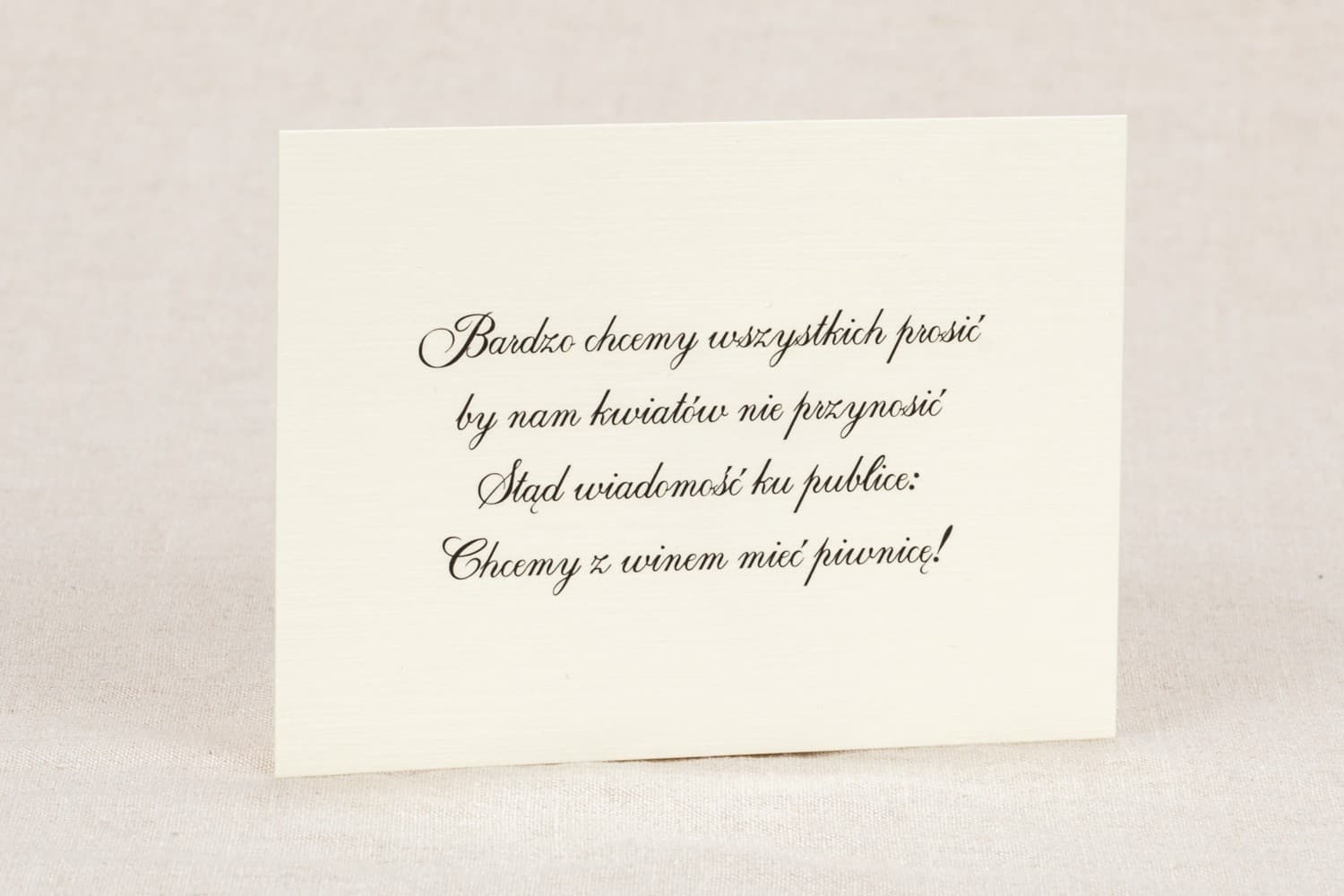 Elegancka wkładka do zaproszeń, bilecik informacyjny na papierze lnianym | Dodatki do zaproszeń | Klaris nr 6