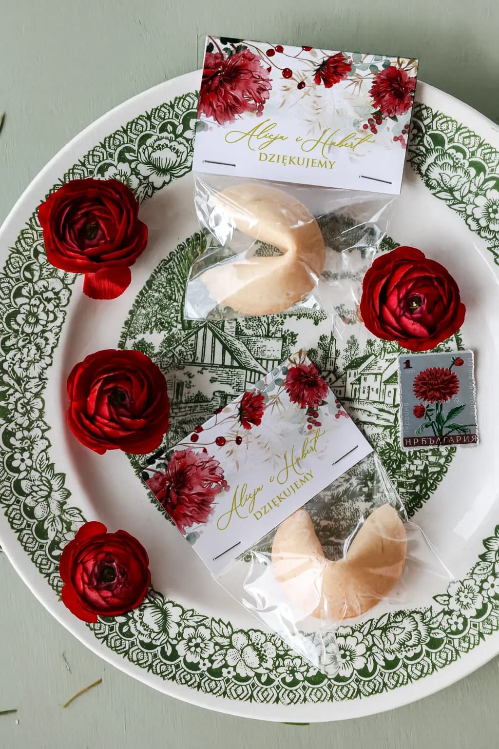 Biscotto con Predizione personalizzato | Dolci Ringraziamenti per Ospiti di Nozze con Fiori | Ruskus n. 1