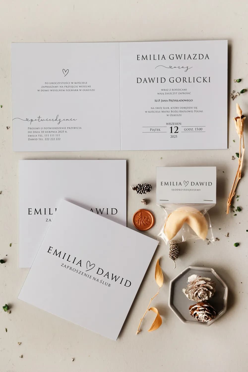 Cejla No. 24 Wedding Invitation – Minimalist Style with Black Heart