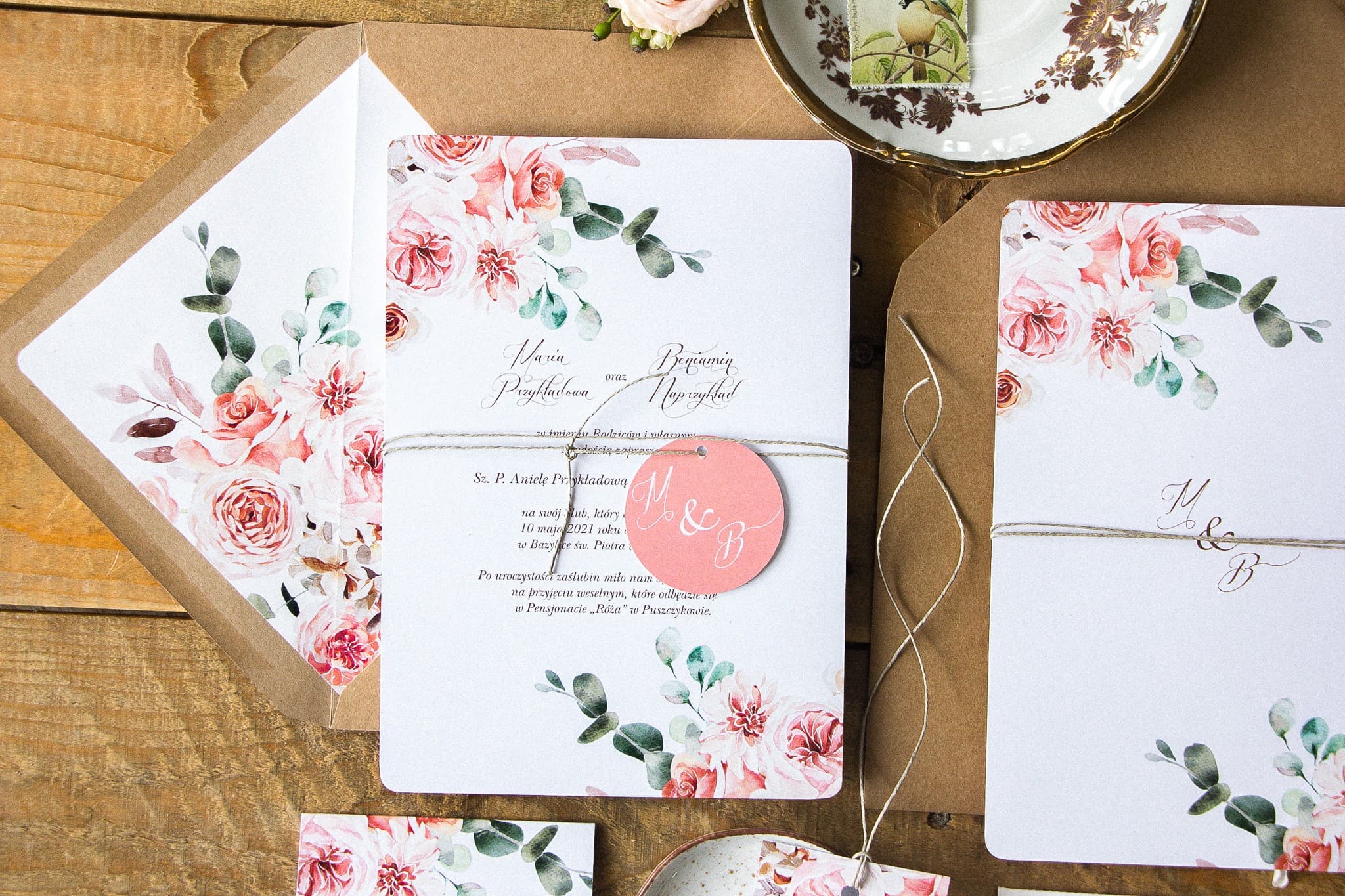 Boho Pink Floral Wedding Invitation Sample - Indygo No. 7