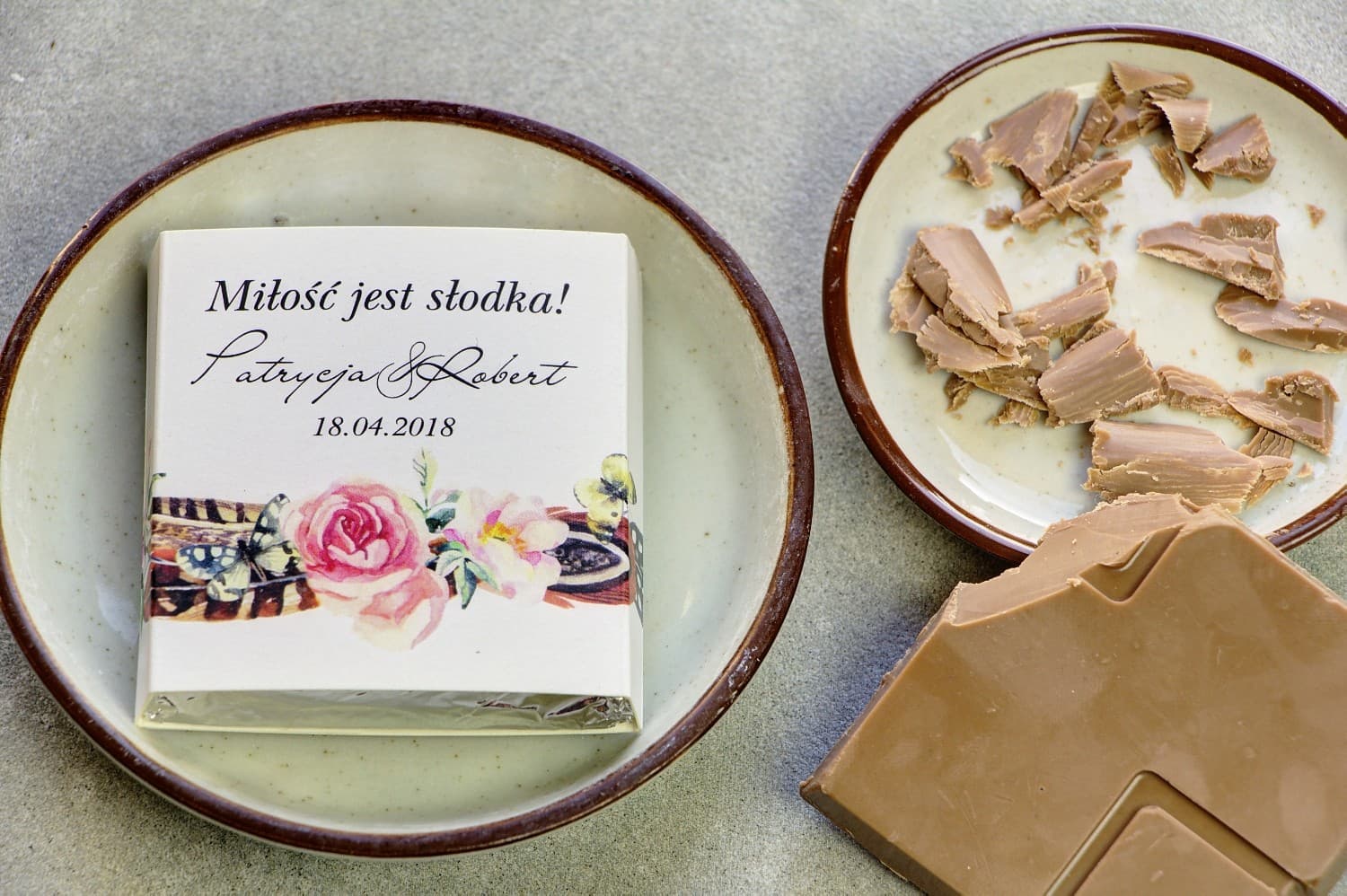 Boho Wedding Chocolate Favours | Personalized Gifts with Wreath | Pistachio No. 16