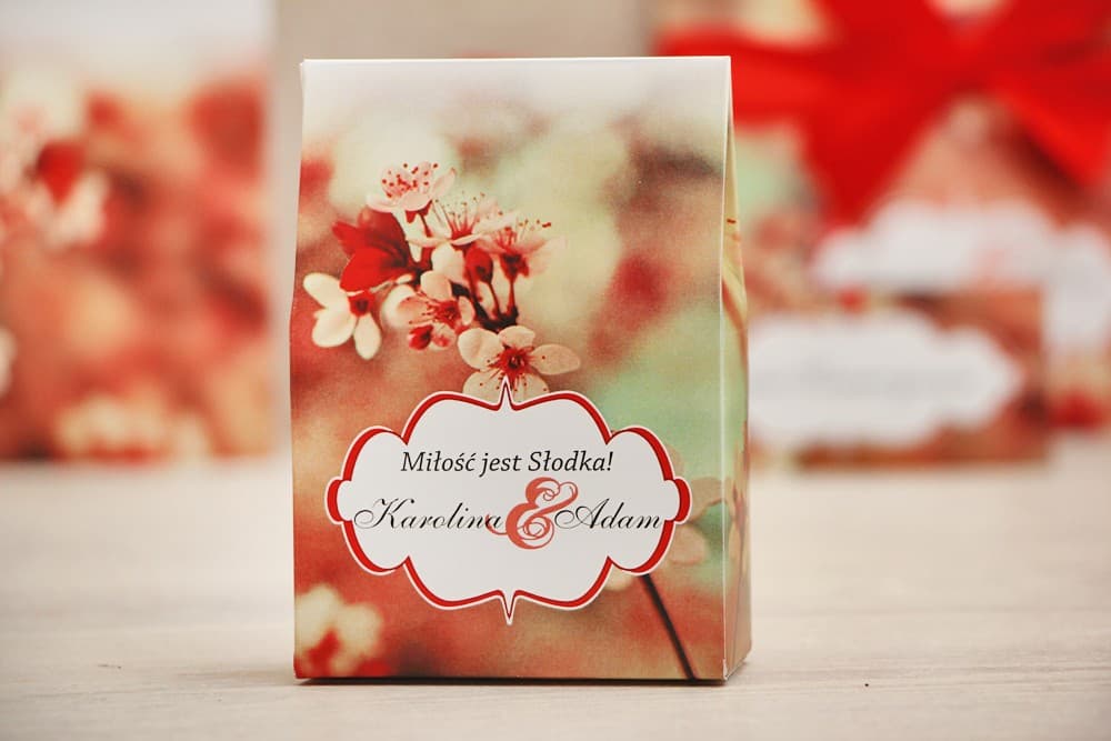 Boîte à bonbons Felicja n° 8 Fleurs de Cerisier Petite boîte verticale pour bonbons, cadeau pour invités de mariage - Felicja n° 8 - Fleurs de cerisier