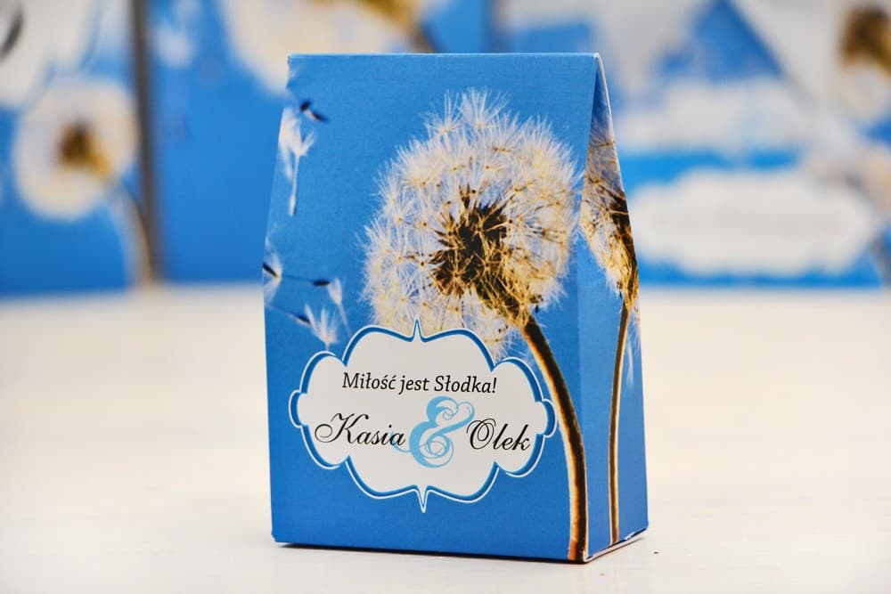 Boîtes à dragées motif pissenlit avec confiseries, personnalisées | Cadeaux invités mariage | Felicja n° 11