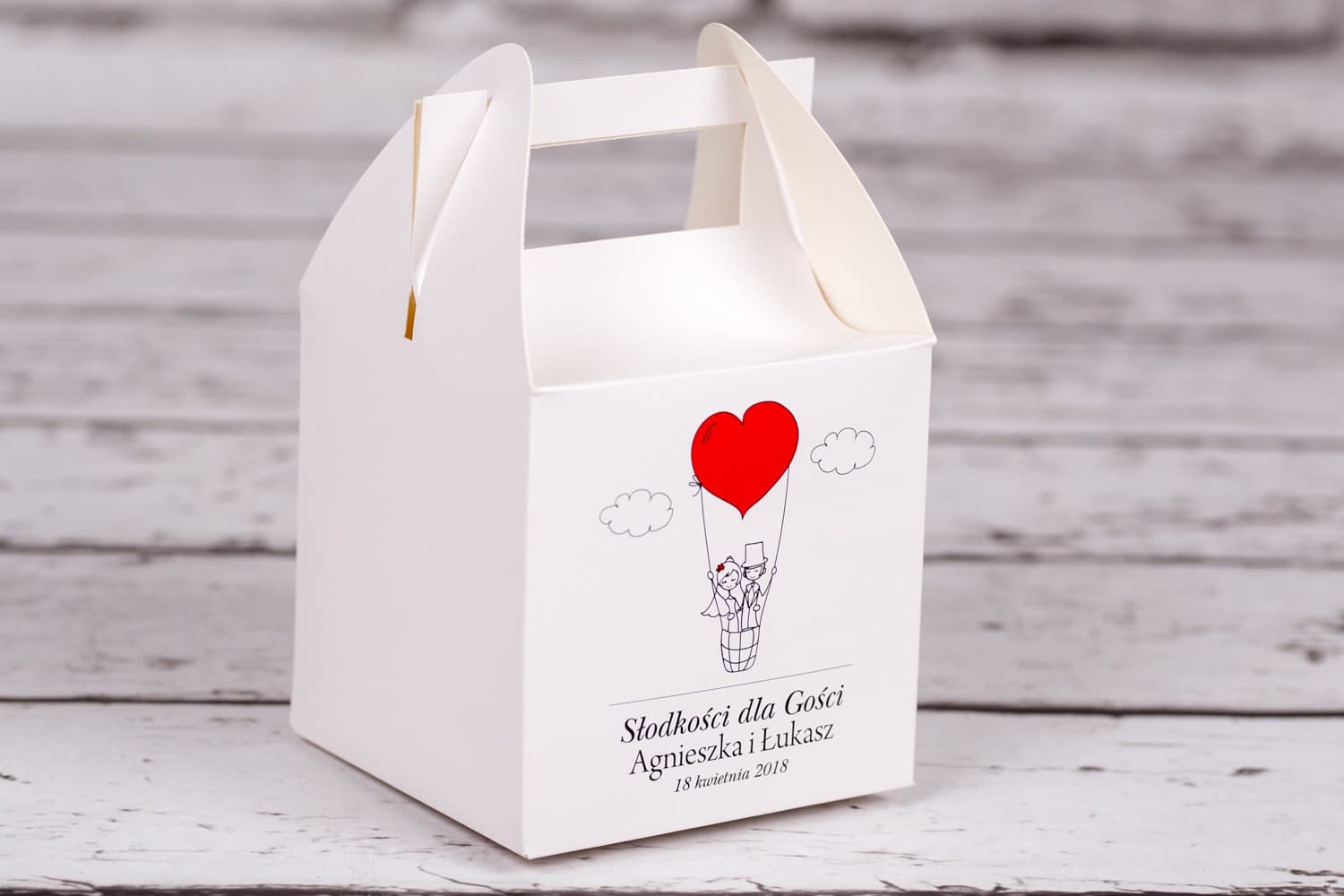 Boîtes à Gâteaux de Mariage avec Cœur dans un Ballon | Emballages Personnalisés pour les Invités | Bueno n° 1