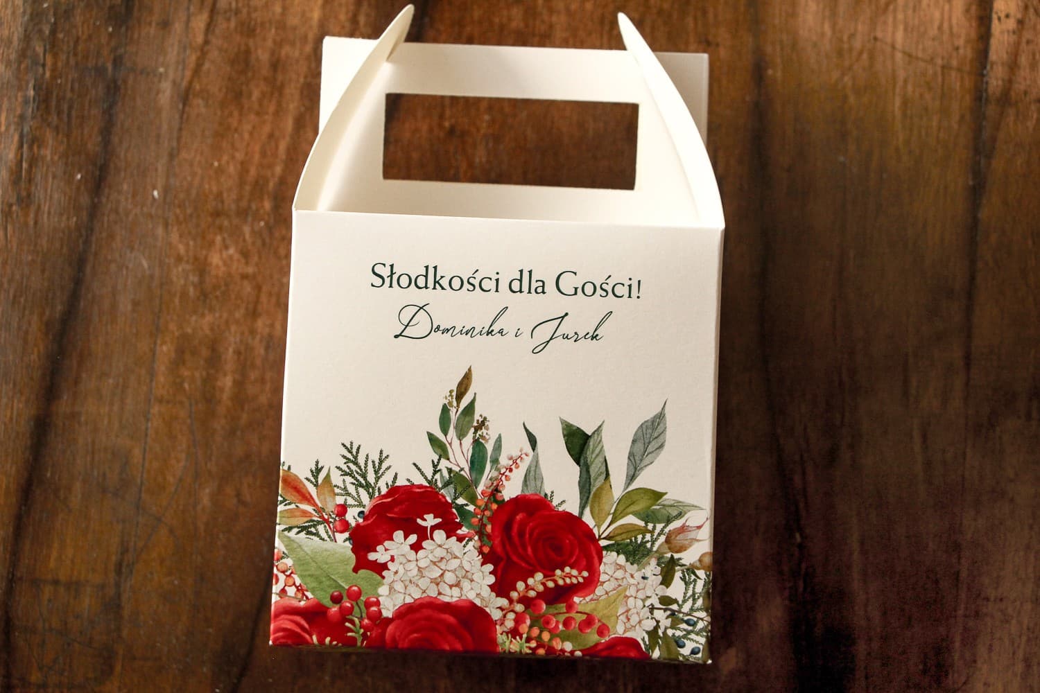 Élégantes boîtes à gâteaux de mariage avec rose rouge | Emballage personnalisé pour invités | Delize n° 2