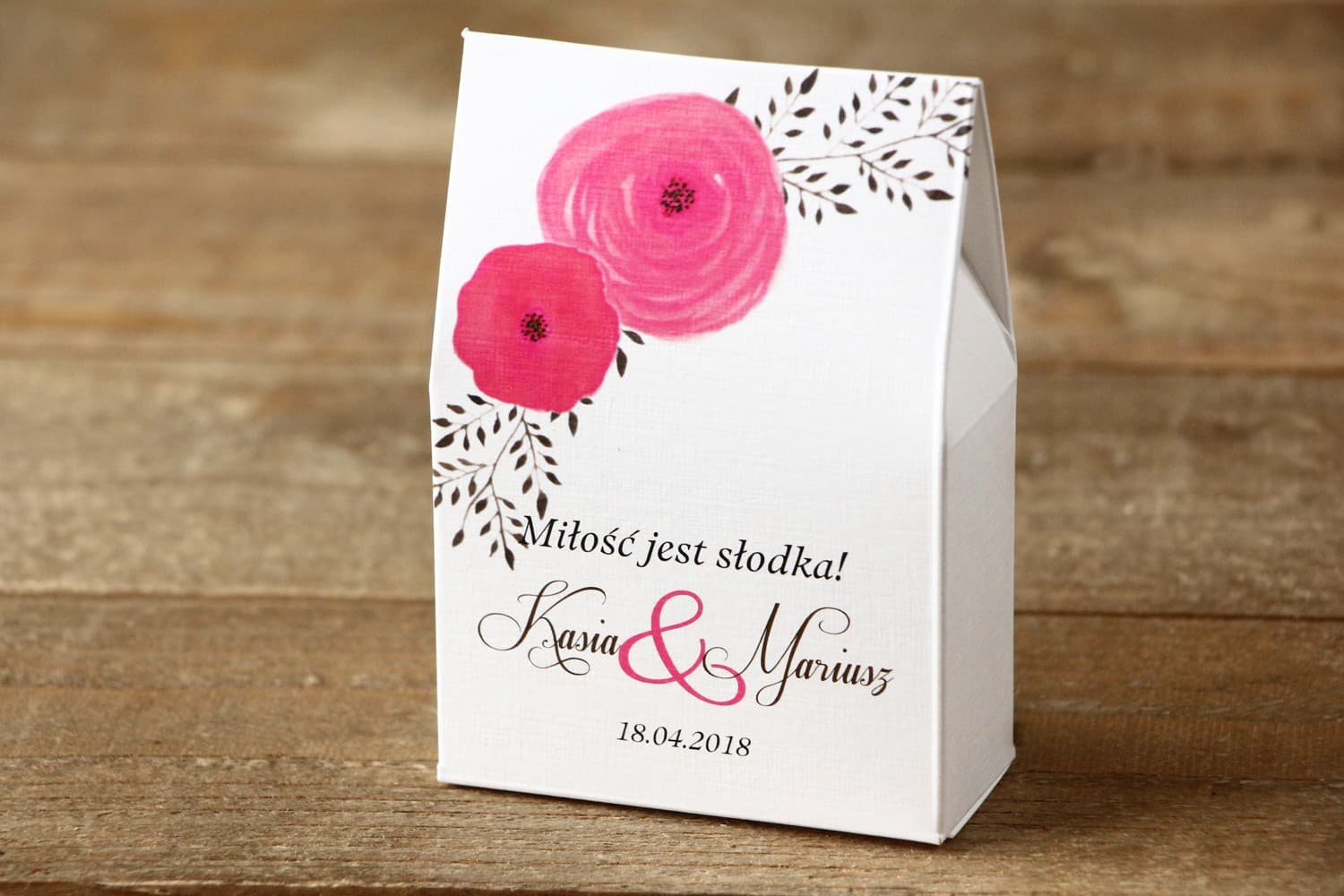 Boîtes à bonbons fleurs amarante | Cadeaux de remerciement pour invités | Fleurs Peintes n° 19