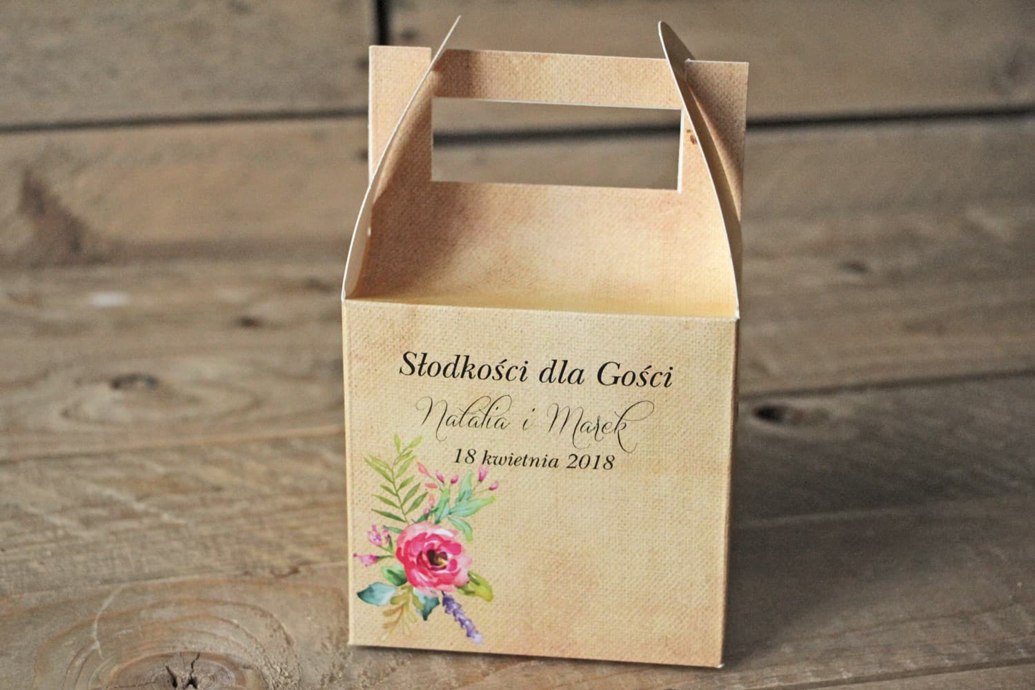 Boîtes à Gâteaux de Mariage Rustiques Florales | Cadeaux Invités | Caramel n° 1