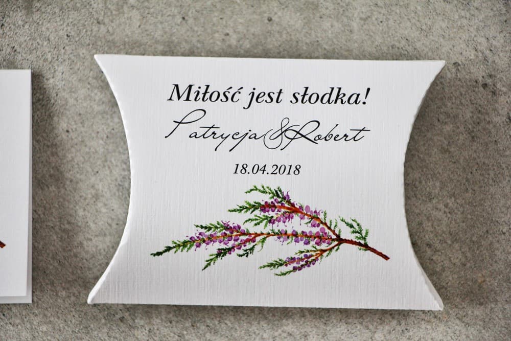 Boîtes Oreillers Personnalisées avec Bruyère | Cadeaux de Remerciement Invités | Pistacjowe n° 22