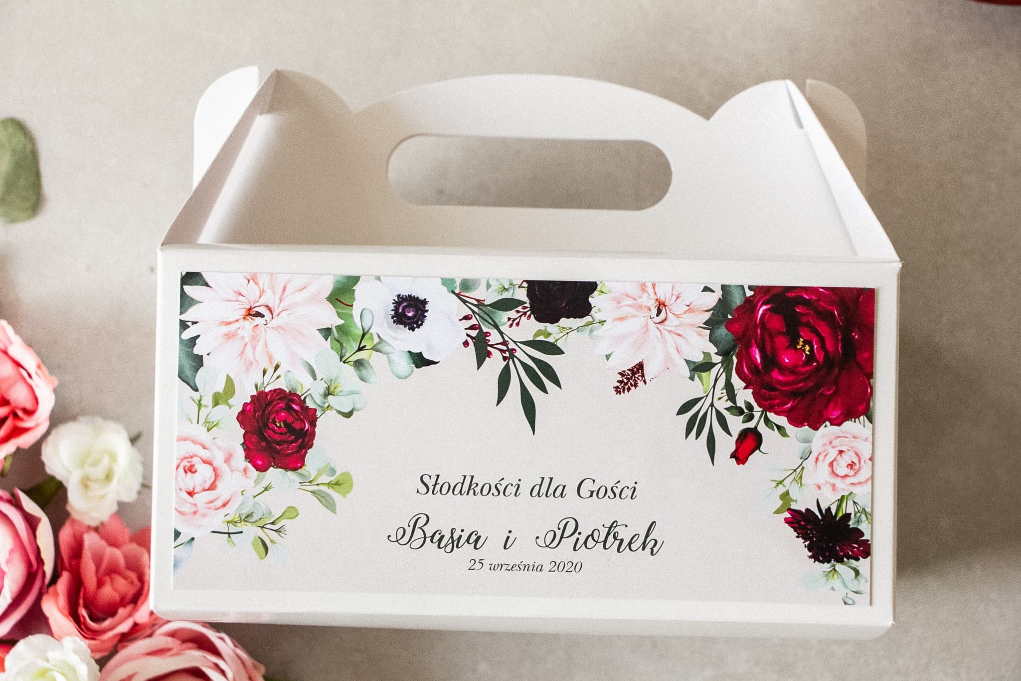 Élégantes Boîtes à Gâteaux de Mariage Dahlia et Anémone | Emballage Personnalisé pour Invités | Korani n° 4