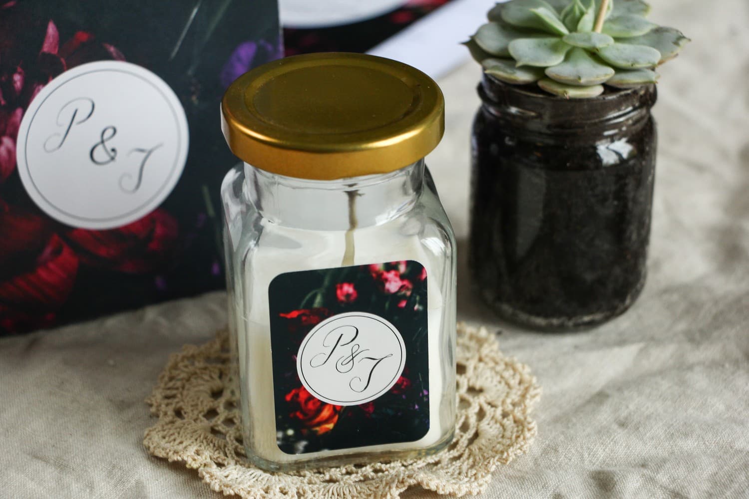 Botanic No. 5 Soy Candle – Peony Motif Wedding Favour