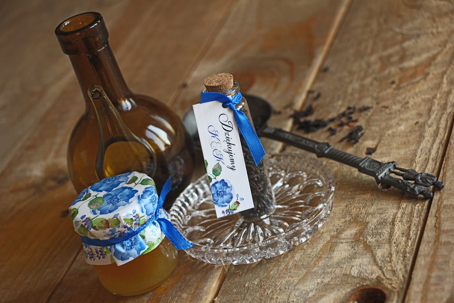 Botellita con Té Flores de Aciano | Detalles para Invitados de Boda | Acuarela nº 5