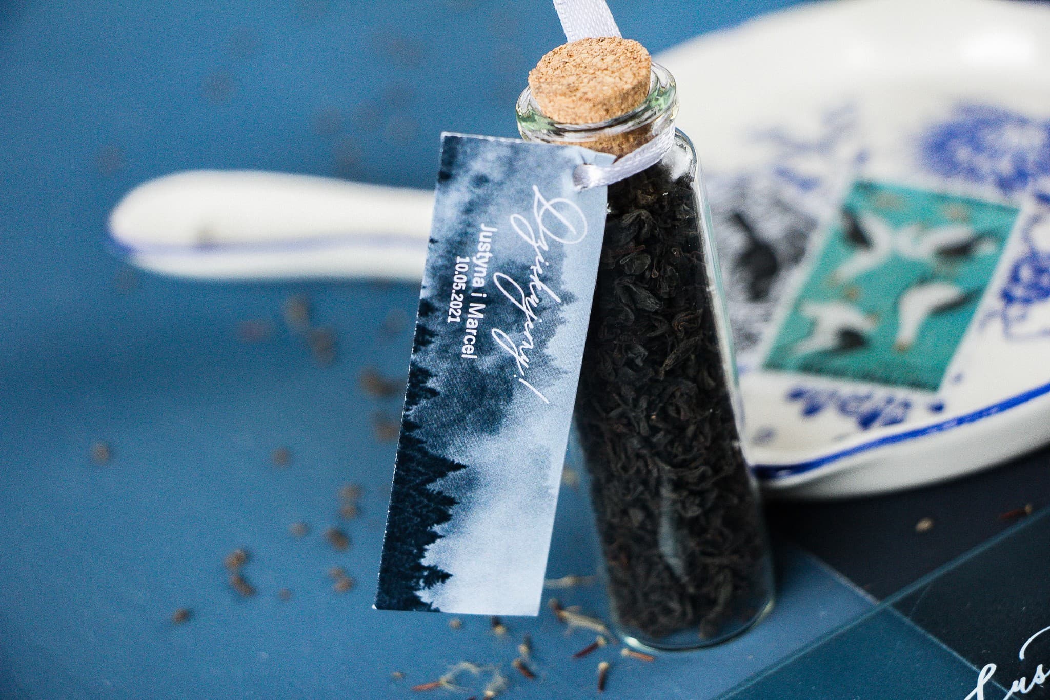 Té en Botellita con Motivo de Bosque, Rústico | Detalles para Invitados de Boda | Soft nº 3