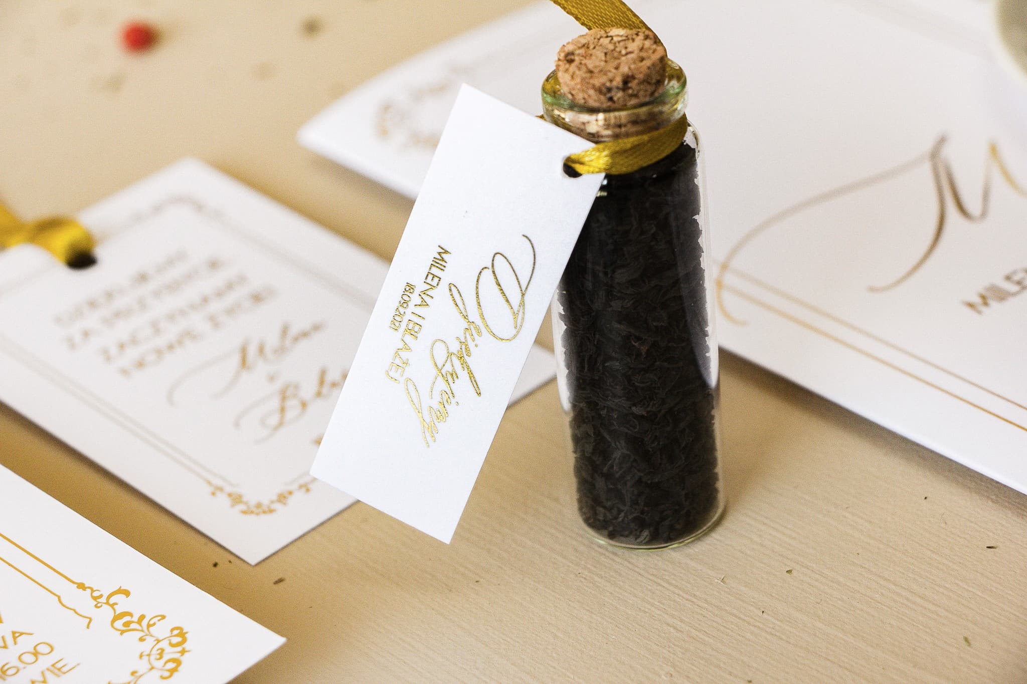 Té en Vial con Oro, Elegantes Detalles para Invitados | Recuerdos de Boda en Botellitas | Sand nº 4