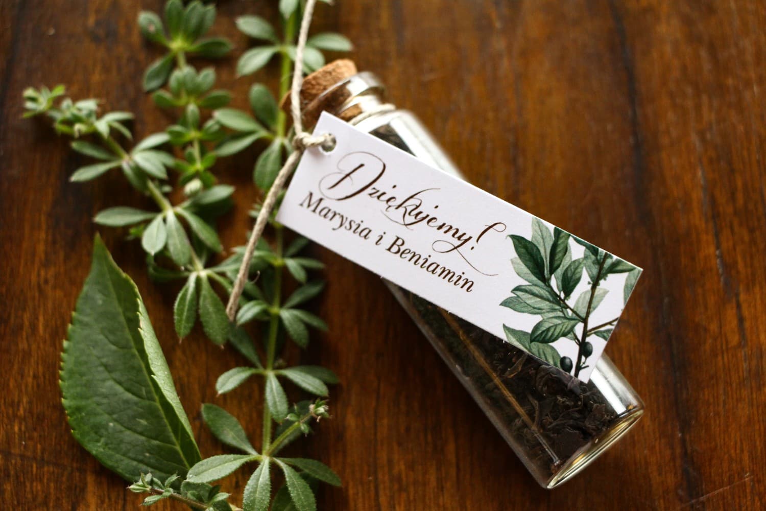 Ringraziamenti per Ospiti, Tè in Fiala con Tappo | Regali Nuziali Eleganti Greenery | Indygo n. 2