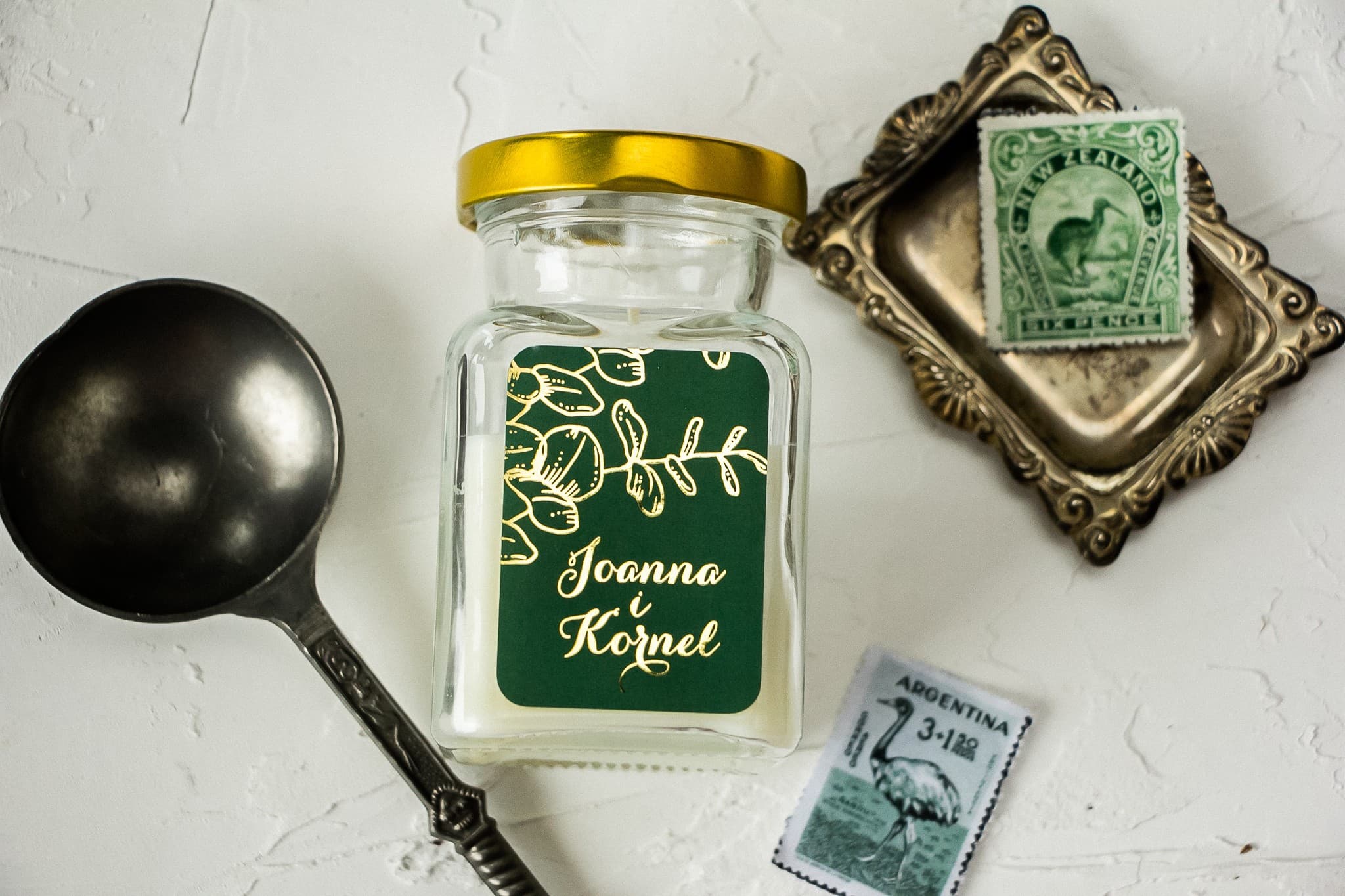 Bougie Parfumée Pattern n° 2 – Vert Sapin et Remerciements pour les Invités