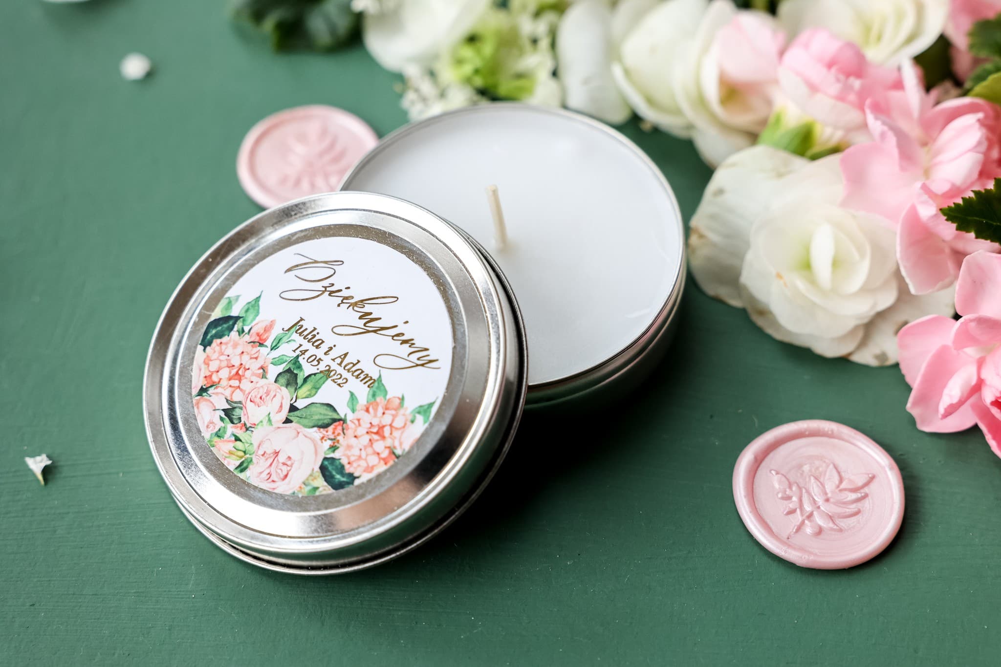 Bougie au Soja Rubin n° 10 – Pivoine Dorée et Remerciement pour les Invités