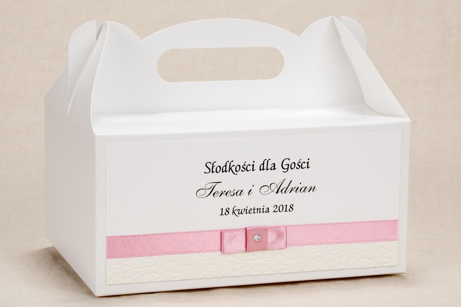 Cajas Rectangulares para Tarta de Boda con Asa | Embalajes Elegantes con Encaje y Personalización | Klaris n.º 4