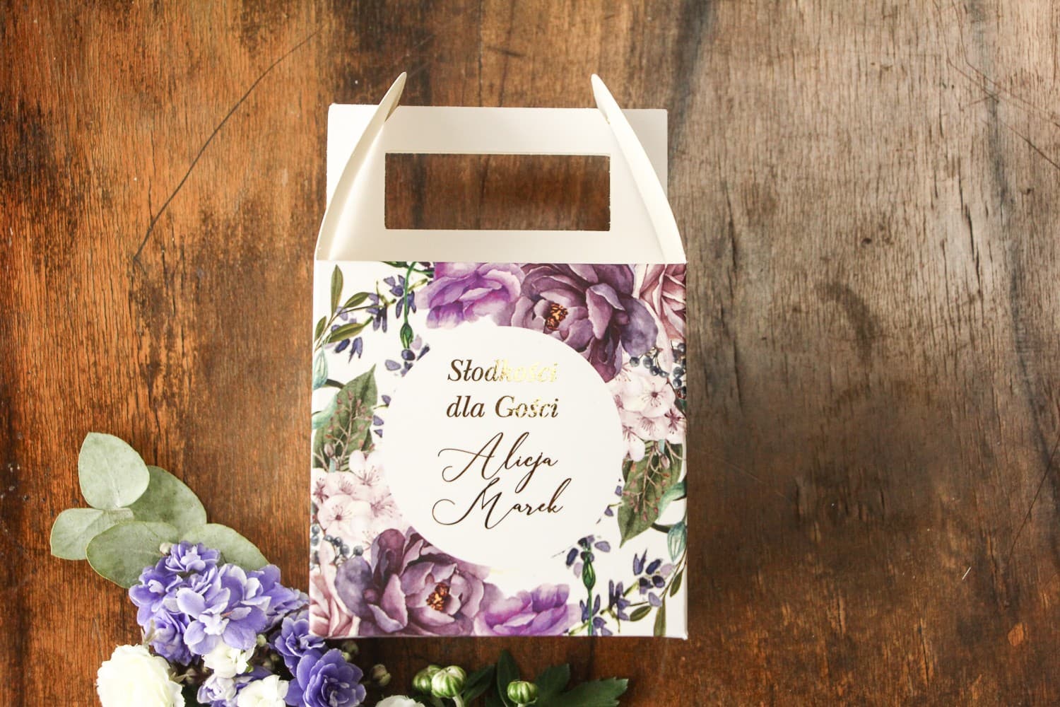 Cajas Doradas para Tarta de Boda con Lavanda | Detalles Invitados Glamour | Soreli nº 4