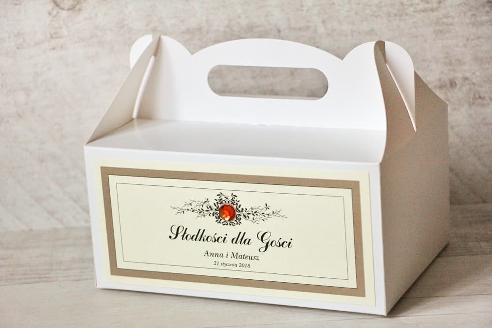 Elegante Caja para Pastel de Bodas con Circonita y Encaje | Envase Personalizado para Dulces | Con Encaje n.º 4