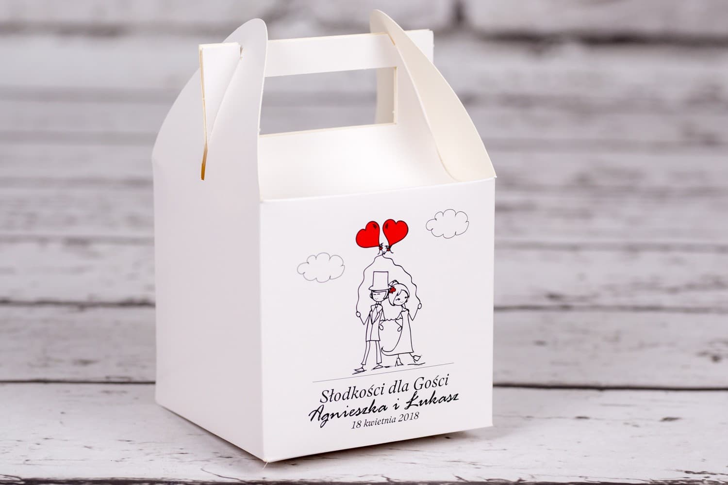 Caja para Pastel con Novios y Globos | Detalles Personalizados para Invitados | Bueno n.º 6