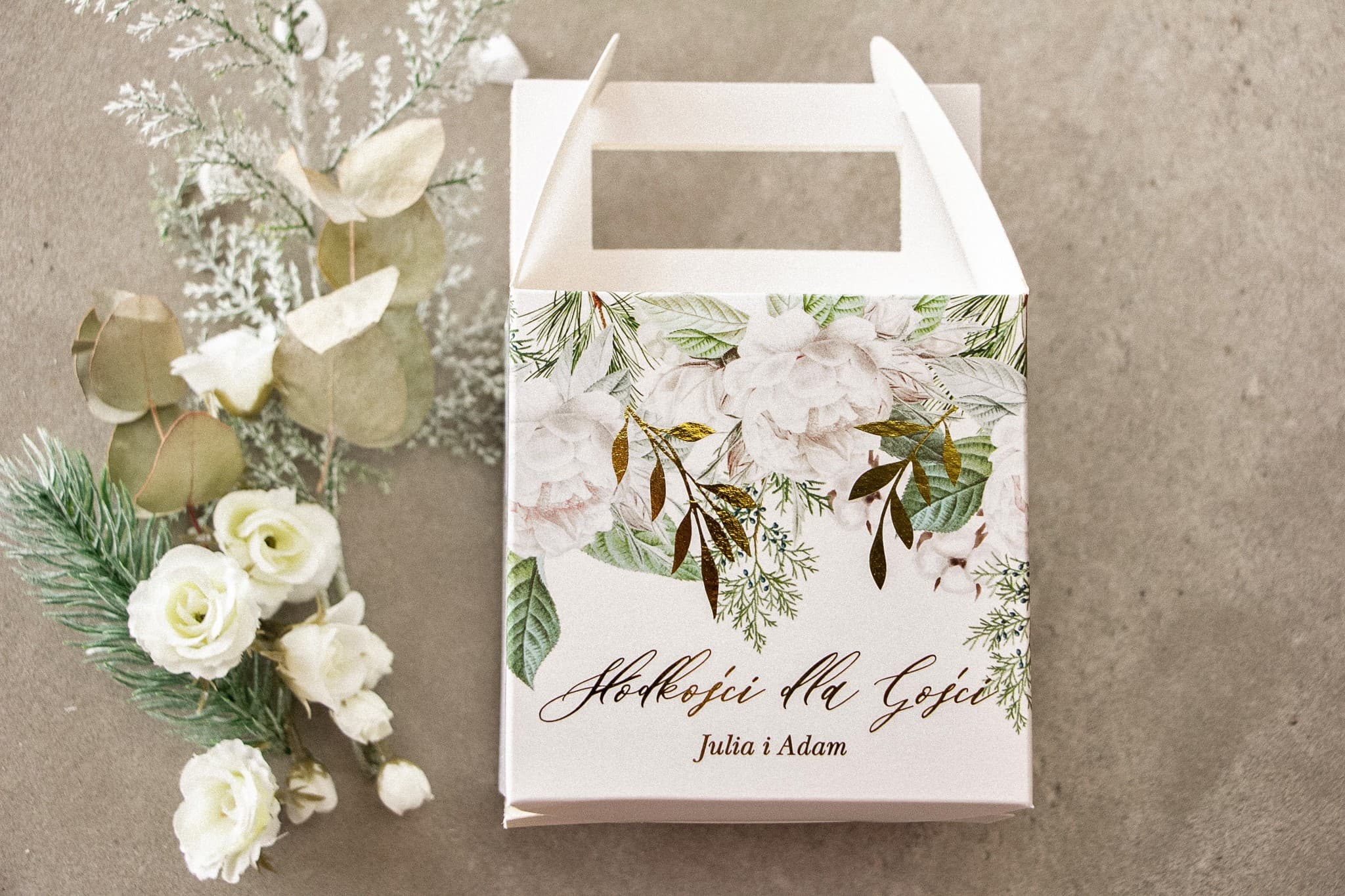 Cajas para Pasteles de Boda Rubin n.º 6 – Estilo Glamour con Rama Dorada