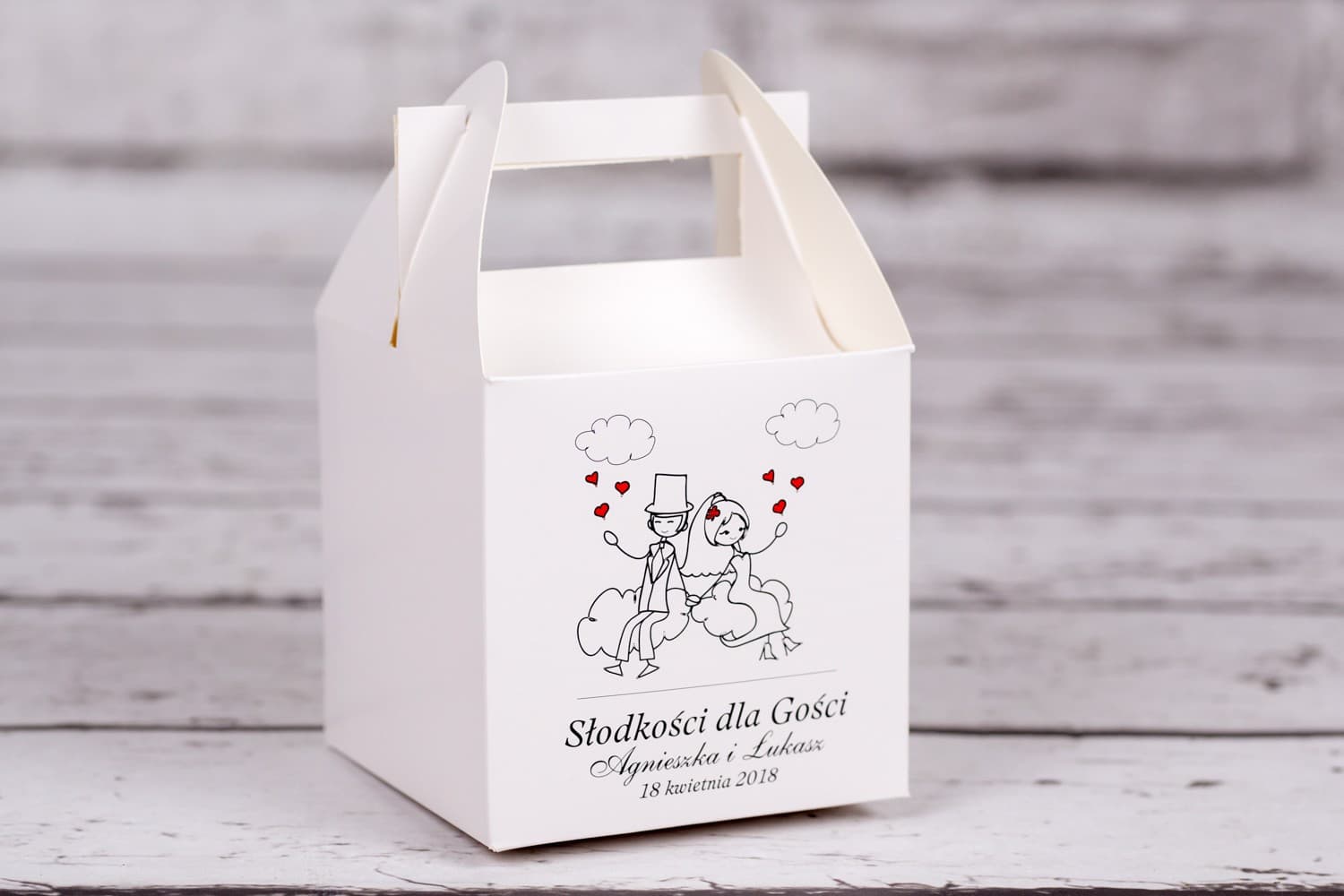 Cajas para Tarta de Boda con Asa Personalizadas | Envases para Invitados | Bueno nº 3