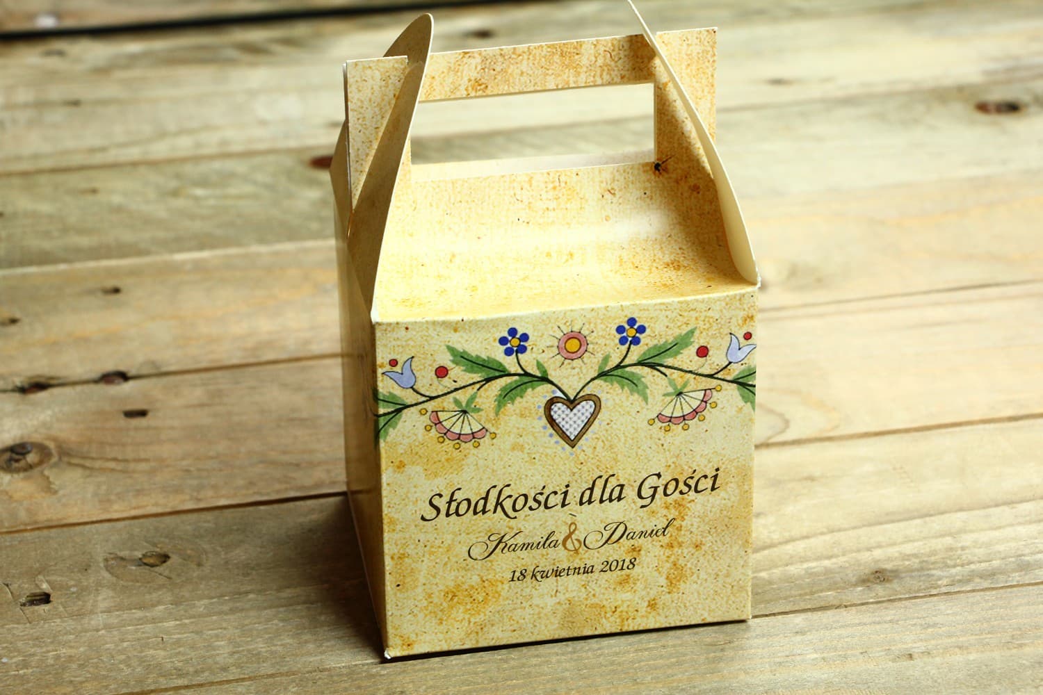 Caja para Tarta Folk con Diseño Casubio | Cajas Personalizadas para Boda | Folk nº 3