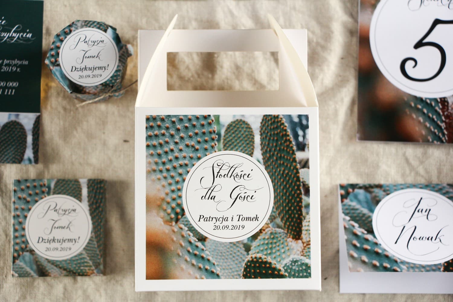 Cajas Personalizadas con Cactus | Cajas para Tarta de Boda para Invitados | Botánico nº 4