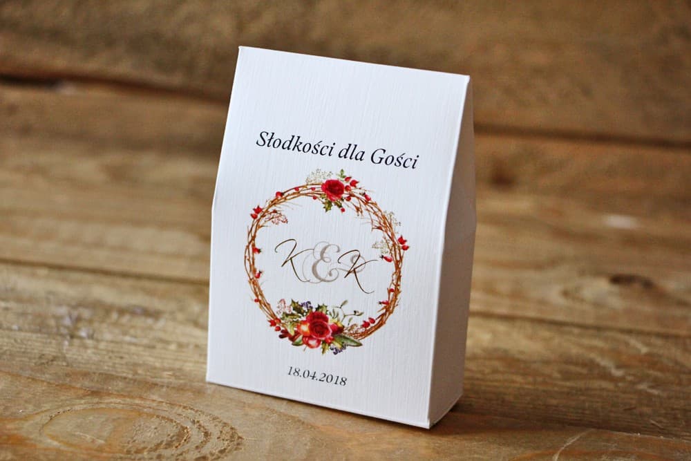 Cajitas de Invierno para Invitados con Rosa Roja | Detalles de Boda Navideños | Acuarela nº 3