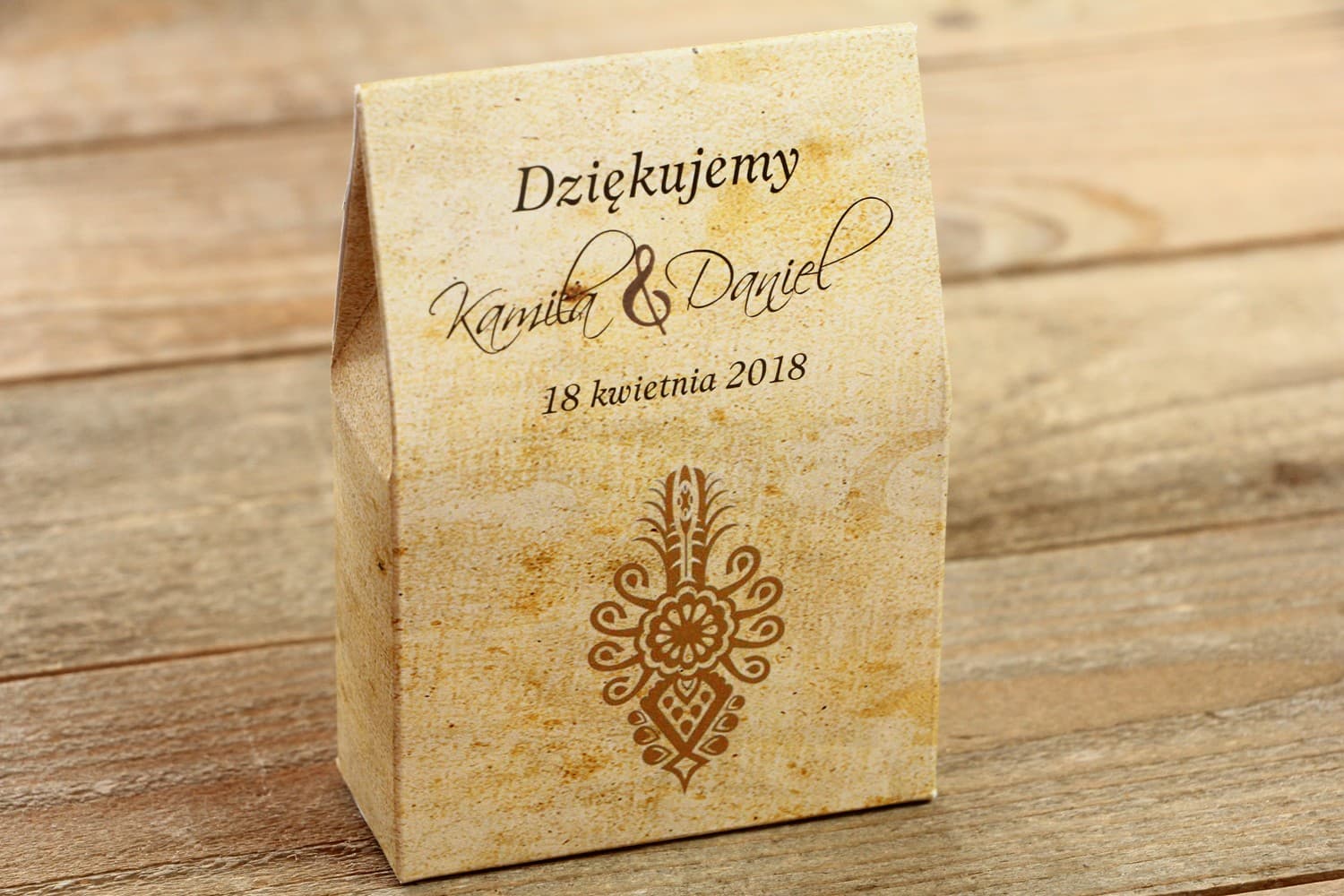 Cajitas de Estilo Montañés con Parzenica para Caramelos | Recuerdos para Invitados de Boda Folk | Folk nº 6