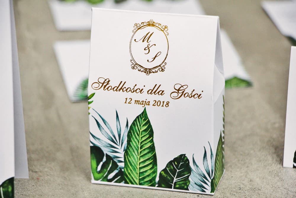 Cajita Dorada con Hojas, Detalles para Invitados con Dulces | Estilo Greenery | Sorento nº 12