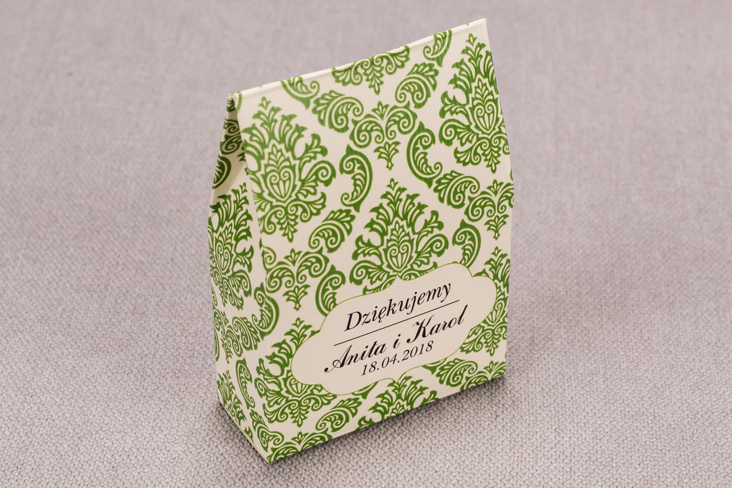 Cajitas con dulces para invitados, ornamentos verdes | Detalles para invitados de boda | Madras n.º 3