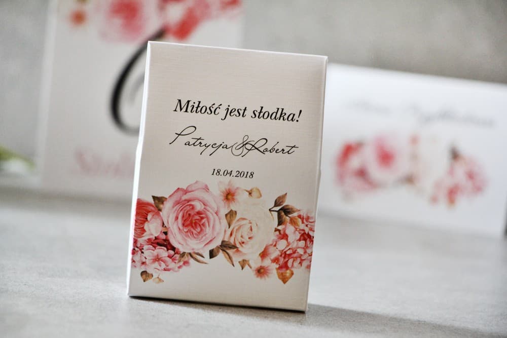 Cajitas con Patrón Floral de Rosas y Hortensias | Detalles para Invitados de Boda | Pistacho nº 23