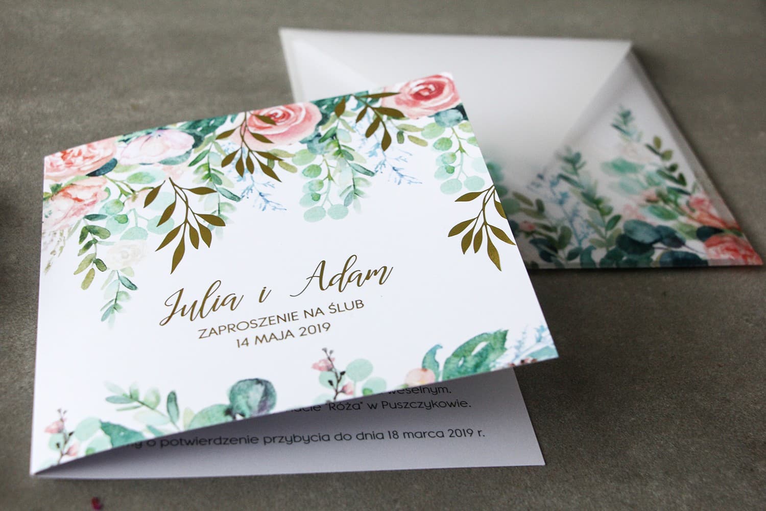 Campione Partecipazione Matrimoniale Rubin n. 2 – Stile Glamour con Peonie Rosa