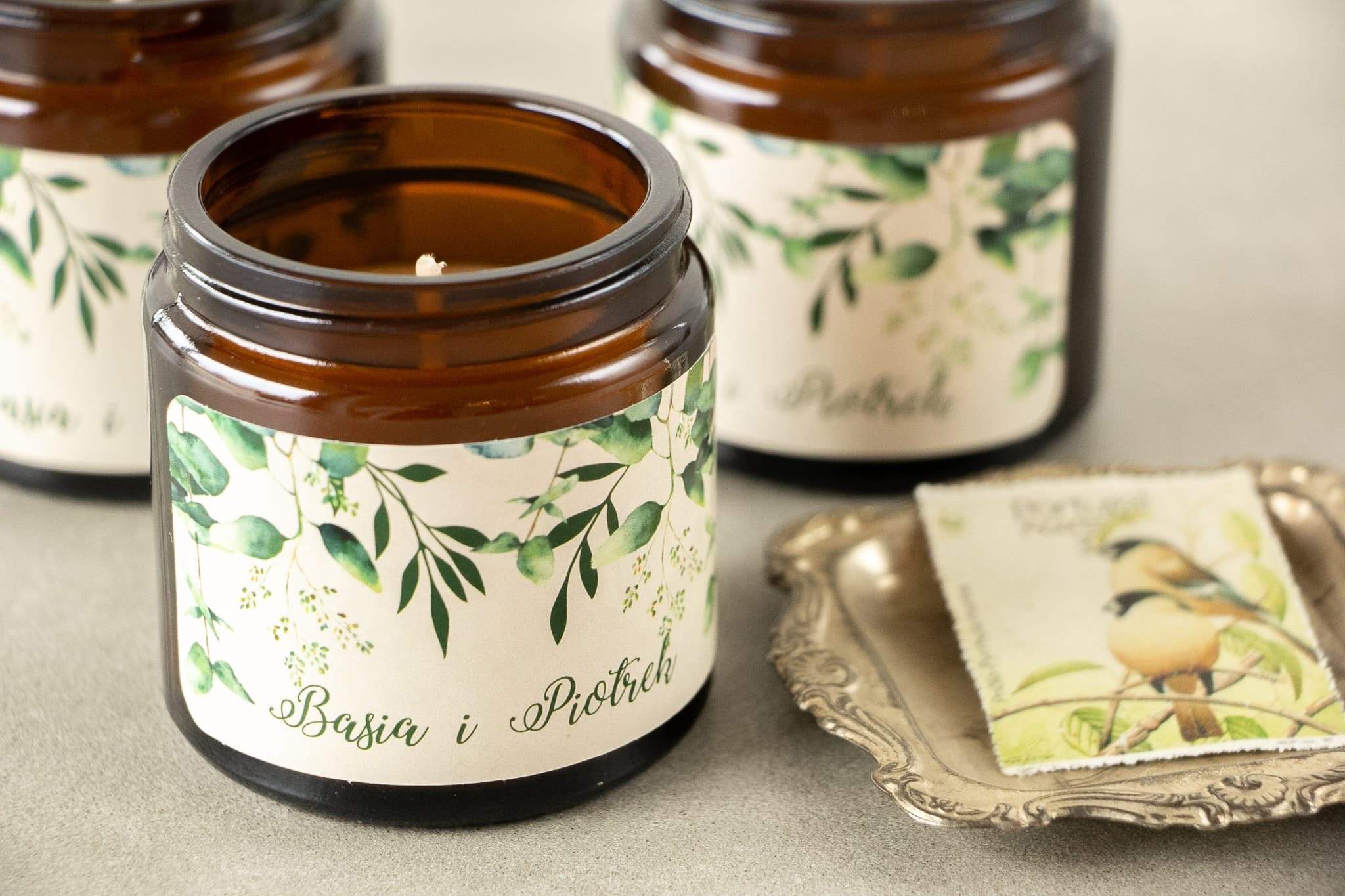 Candela di Soia Korani n. 3 – Motivo Eucalipto e Bomboniera per gli Ospiti