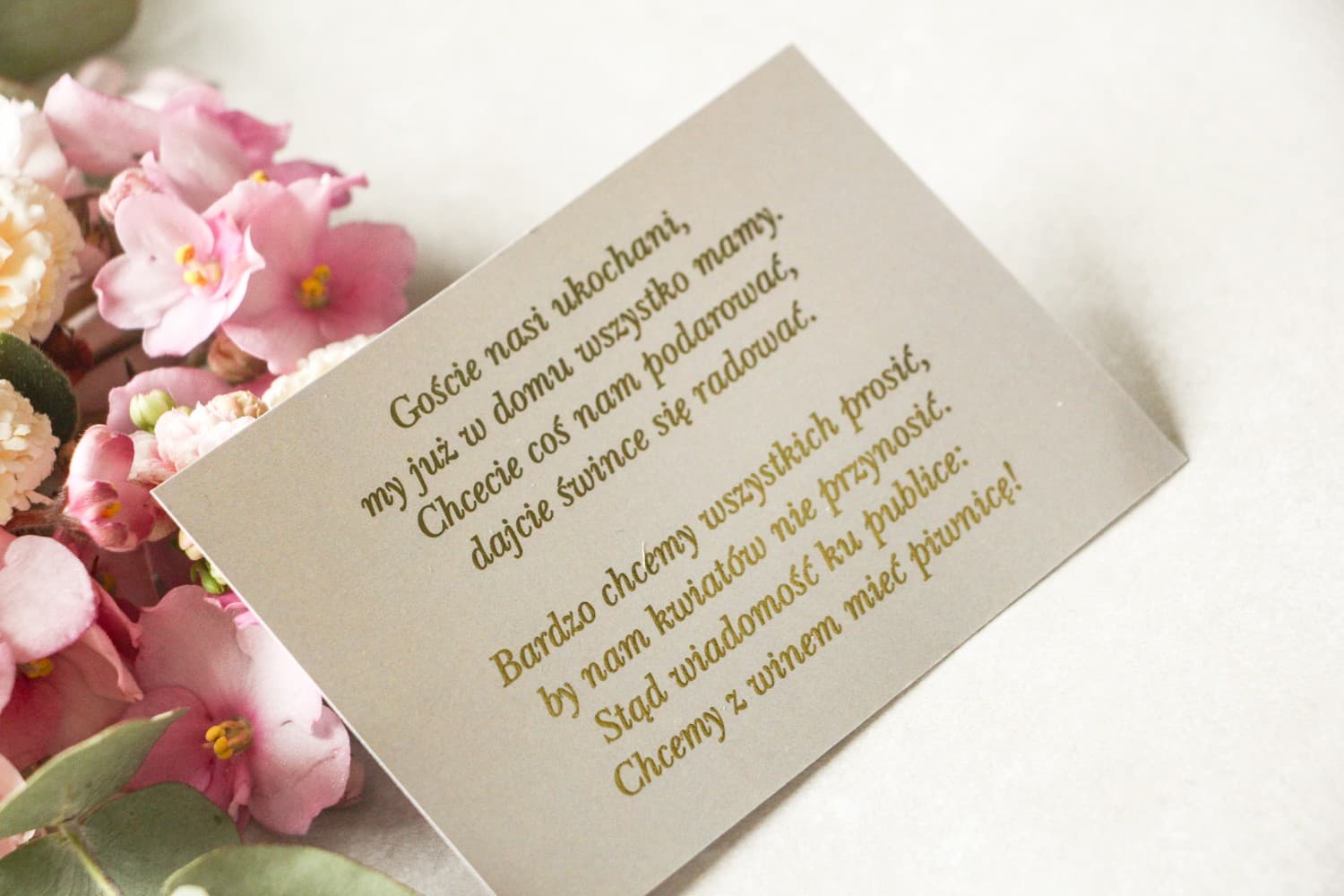 Carte d'Information Dorée Glamour Gris | Carton RSVP pour Faire-part | Lotus n° 1