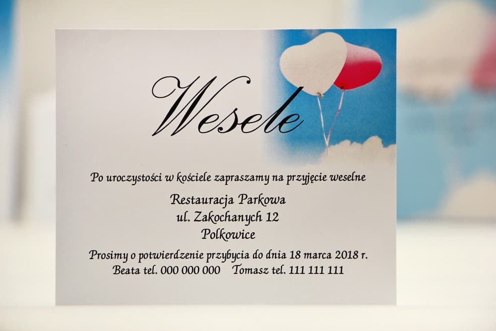 Carte d'information mariage avec motif de ballons bleus Carte d'invitation 120 x 98 mm cadeaux de mariage - Elegant n° 18 - Ballons