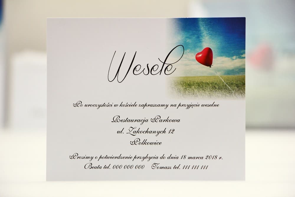 Carte d'information mariage Elegant n° 19 Carte d'information pour invitation mariage 120 x 98 mm - Elegant n° 19 - Ballon rouge