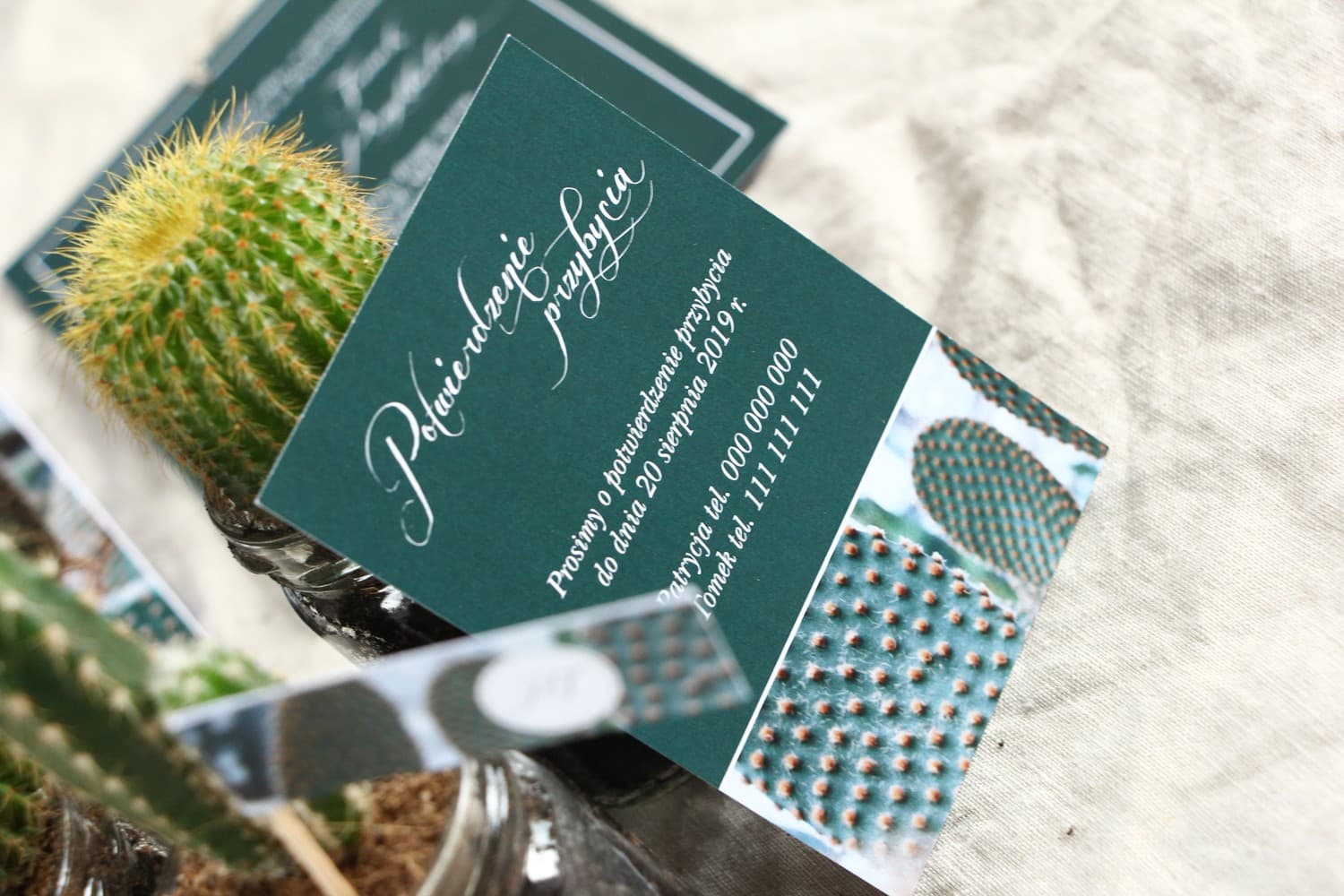 Carton d'invitation mariage Botanik n° 4 Carton pour invitations de mariage botaniques avec graphisme de cactus